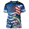 Maxcorners Sailfish Fishing Custom Long Sleeve Fishing Shirts, American Flag Patriotic Sailfish Fishing Shirt LM0501