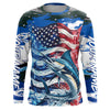 Maxcorners Marlin Fishing Custom Long Sleeve Fishing Shirts, American Flag Patriotic Marlin Fishing Shirt LM0501