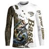 Maxcorners Grass Lake Camo Custom Bass Fishing Long Sleeve Shirts, Bass Tournament Fishing Shirt LM0201