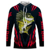 Maxcorners Angry Bass Fishing Custom Long sleeve Fishing Shirts, Bass fish reaper fishing jerseys | red LM0201