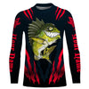Maxcorners Angry Bass Fishing Custom Long sleeve Fishing Shirts, Bass fish reaper fishing jerseys | red LM0201