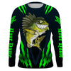 Maxcorners Angry Bass Fishing Custom Long sleeve Fishing Shirts, Bass fish reaper fishing jerseys | green LM0201
