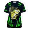 Maxcorners Angry Bass Fishing Custom Long sleeve Fishing Shirts, Bass fish reaper fishing jerseys | green LM0201