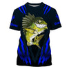 Maxcorners Angry Bass Fishing Custom Long sleeve Fishing Shirts, Bass fish reaper fishing jerseys | blue LM0201