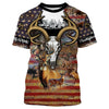 Maxcorners Custom Name Personalized Deer Skull Hunting American Flag 3D All Over Printed Clothes