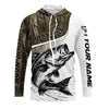 Maxcorners Personalized Largemouth Bass Fishing Camo Long Sleeve Fishing Shirts, Bass Fishing Jerseys LM0201