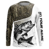 Maxcorners Personalized Largemouth Bass Fishing Camo Long Sleeve Fishing Shirts, Bass Fishing Jerseys LM0201