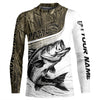 Maxcorners Personalized Largemouth Bass Fishing Camo Long Sleeve Fishing Shirts, Bass Fishing Jerseys LM0201