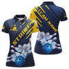 Maxcorners Custom Blue And Yellow Bowling Jerseys, Bowling Team Polo Shirts For Men Bowling Tournament