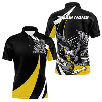 Maxcorners Custom Black And Yellow Eagle Bowling Jerseys, Eagle Bowling League Shirt Team Uniform LM2602
