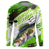 Maxcorners Custom Largemouth Bass Fishing Jerseys, Bass Long Sleeve Tournament Fishing Shirts | Green Camo LM0201