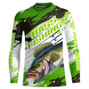 Maxcorners Custom Largemouth Bass Fishing Jerseys, Bass Long Sleeve Tournament Fishing Shirts | Green Camo LM0201