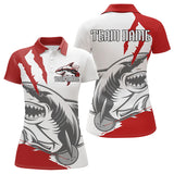 Maxcorners Custom White And Red Shark Jerseys, Shark Bowling Team Men Polo Shirts Bowlers Outfit