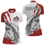 Maxcorners Custom White And Red Shark Jerseys, Shark Bowling Team Men Polo Shirts Bowlers Outfit