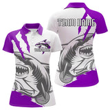 Maxcorners Custom White And Purple Shark Jerseys, Shark Bowling Team Men Polo Shirts Bowlers Outfit