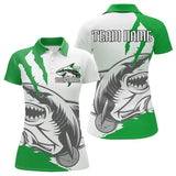 Maxcorners Custom White And Green Shark Jerseys, Shark Bowling Team Men Polo Shirts Bowlers Outfit