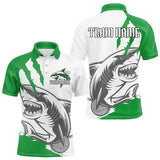 Maxcorners Custom White And Green Shark Jerseys, Shark Bowling Team Men Polo Shirts Bowlers Outfit