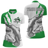 Maxcorners Custom White And Green Shark Jerseys, Shark Bowling Team Men Polo Shirts Bowlers Outfit