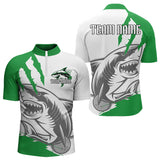 Maxcorners Custom White And Green Shark Jerseys, Shark Bowling Team Men Polo Shirts Bowlers Outfit