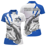 Maxcorners Custom White And Blue Shark Jerseys, Shark Bowling Team Men Polo Shirts Bowlers Outfit
