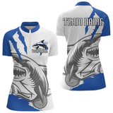 Maxcorners Custom White And Blue Shark Jerseys, Shark Bowling Team Men Polo Shirts Bowlers Outfit