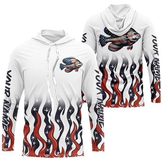 Maxcorners Personalized American Flag Crappie Long Sleeve Fishing Shirts, Patriotic Crappie Fishing Gifts LM0501