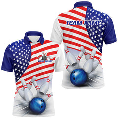 Maxcorners American Bowling Blue Team Shirts For Men And Women, Bowling League Shirts