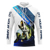 Maxcorners Largemouth Bass Fishing Custom Long Sleeve Performance Shirts, Bass Tournament Fishing Jersey | Blue LM0201