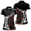 Maxcorners Custom Black And Red Flame Strike Bowling Polo Shirts For Men And Women Strike Bowling Jerseys