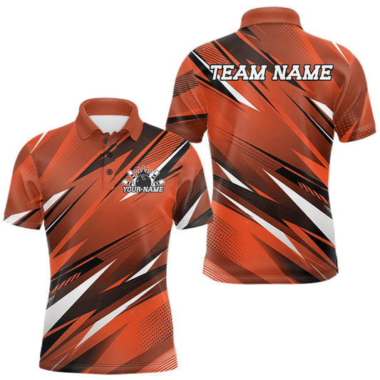 Maxcorners Custom Orange Team Bowling Jerseys For Men, Bowling Tournament Polo Shirt Bowler Outfit LM1005