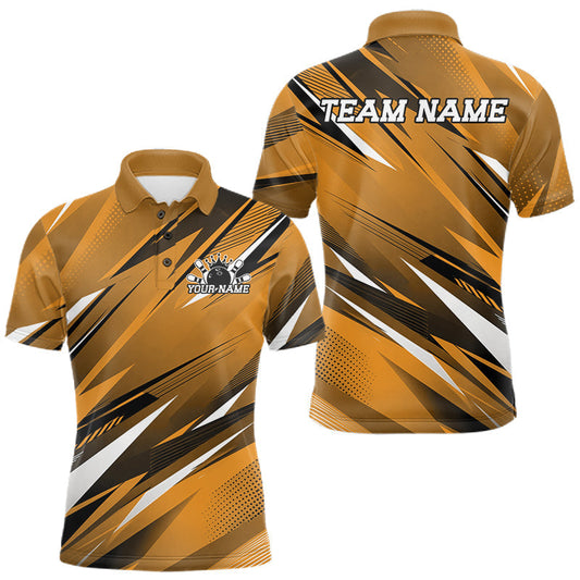 Maxcorners Custom Yellow Team Bowling Jerseys For Men, Bowling Tournament Polo Shirt Bowler Outfit LM1005
