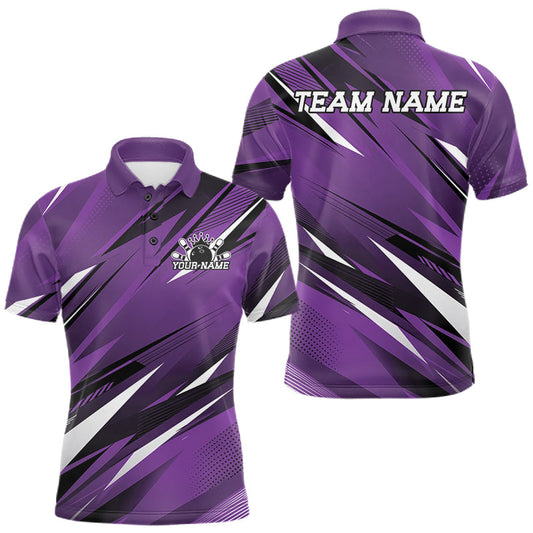 Maxcorners Custom Purple Team Bowling Jerseys For Men, Bowling Tournament Polo Shirt Bowler Outfit LM1005