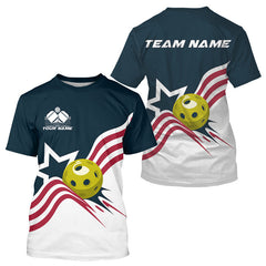 Maxcorners Custom Patriotic American Flag Pickleball T-Shirts For Men, US Flag Pickleball Jerseys LM0803