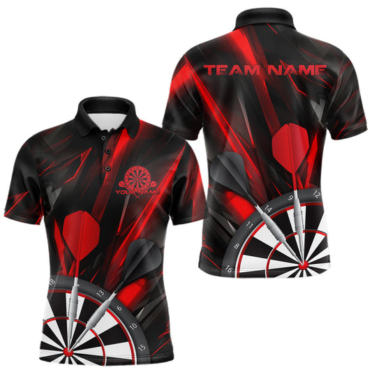 Maxcorners Custom Black And Red Dart Jerseys, Dart Polo Shirts For Men Team Jerseys LM1903