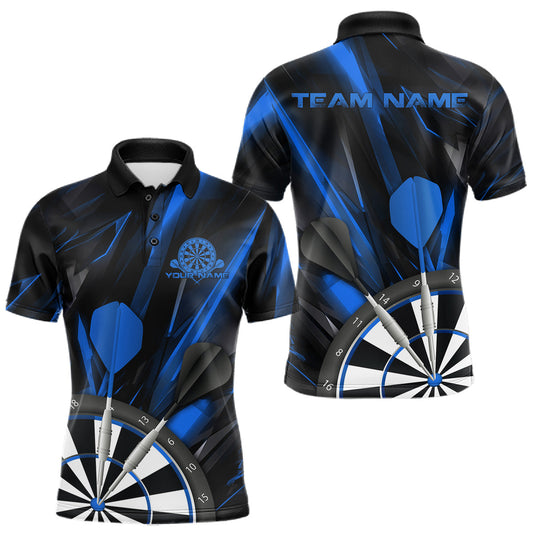 Maxcorners Custom Black And Blue Dart Jerseys, Dart Polo Shirts For Men Team Jerseys