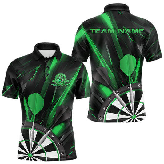 Maxcorners Custom Black And Green Dart Jerseys, Dart Polo Shirts For Men Team Jerseys LM1903