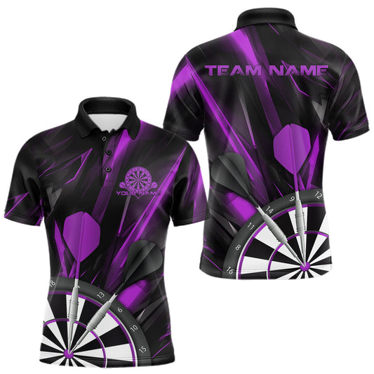 Maxcorners Custom Black And Purple Dart Jerseys, Dart Polo Shirts For Men Team Jerseys LM1903
