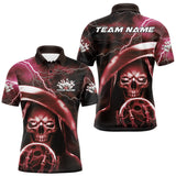 Maxcorners Custom Red Thunder Lightning Grim Reaper Skull Halloween Bowling Polo Shirts For Men LM1809