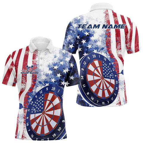 Maxcorners Custom Patriotic Dart Pulse Line Jerseys, US Flag Dartboard Team Polo Shirts For Men TU1908