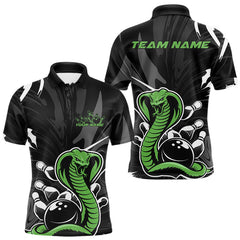 Maxcorners Custom Green Cobra Snake Bowling Team Jerseys, Bowling Polo Shirts For Men TU1908