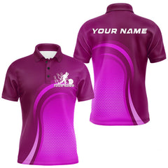 Maxcorners Custom Purple Bowling Team Polo Shirts For Men, Bowling Tournament Bowling League Shirt TU0506