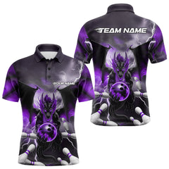 MaxcornersCustom Purple Thunder Lightning Dragon Bowling Polo Shirts For Men, Team Uniform