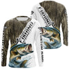 Maxcorners Custom Name Grass Camo Largemouth Bass Long Sleeve Tournament Fishing Shirt LM0201