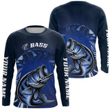 Maxcorners Custom Name Green Camo Bass Fishing Jerseys, Largemouth Bass Long Sleeve Fishing Shirt  LM0607