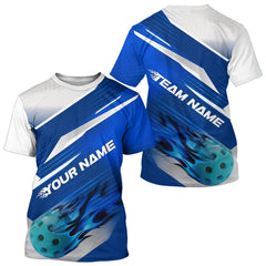 Maxxcorners Custom Blue Flame Pickleball Polo Shirts For Men, Fire Pickleball Jerseys Team Uniform MT0307