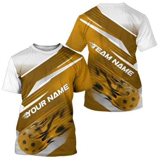 Maxxcorners Custom Yellow Flame Pickleball Polo Shirts For Men, Fire Pickleball Jerseys Team Uniform MT0307