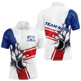 Maxcorners Personalized Red, White And Blue Patriotic US Flag Bowling Polo Shirts For Men Team LM2707