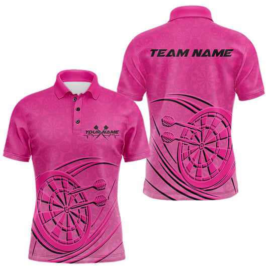 Maxcorners Custom Pink Darts Polo Shirts For Men, Pink Dartboard Dart Team Jerseys For Players LM1903