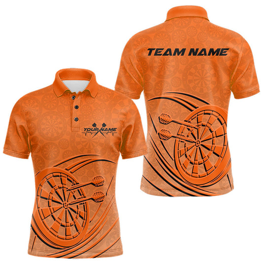Maxcorners Custom Orange Darts Polo Shirts For Men, Orange Dartboard Dart Team Jerseys For Players LM1903