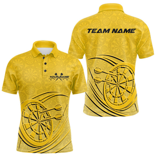 Maxcorners Custom Yellow Darts Polo Shirts For Men, Yellow Dartboard Dart Team Jerseys For Players LM1903